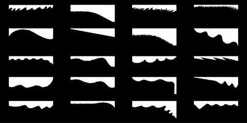 Geometric Website border and separator headers. Organic Web page. Divider shapes for web page. Abstract Curve Set for Banners, Posters, website and App. Vector Dividers shapes and headers.