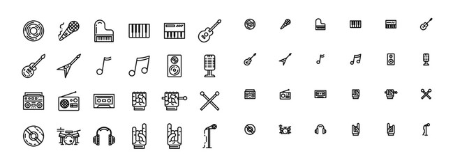 Rock music icons set