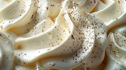 Ice cream with cappuccino flavor. Close-up of beige surface texture of cappuccino ice cream.