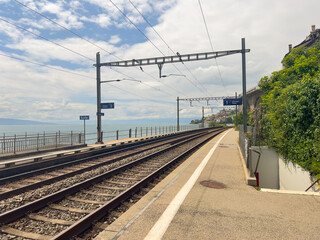 Fototapeta premium railway station near lake
