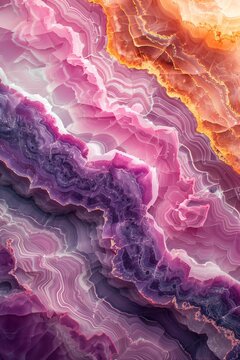 Luxury agate marble texture background, abstract purple and orange geode stone pattern, elegant mineral quartz crystal surface for design