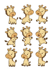 Obraz premium Cute Giraffe Doodle Cartoon Style Illustration