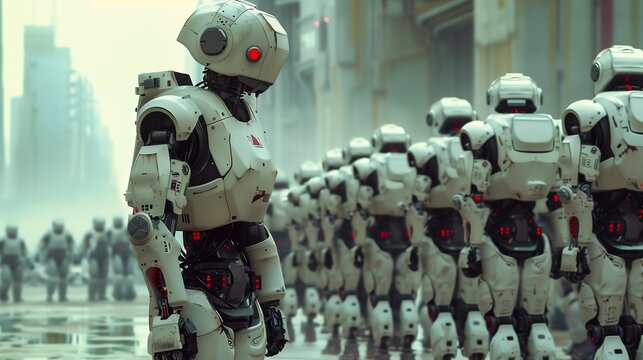 robots lined line frame robot bishop guards markings machine