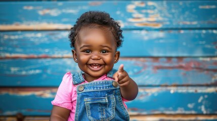 Radiant Approval: Little Girl Beaming With Joy, Giving Thumbs Up