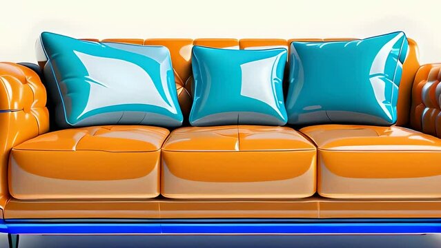 Zoom animation showcasing a stylish sofa. colorful pillows on a sofa