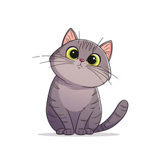 Charming Grey Cat Cartoon Its Whiskers, Cartoon Illustration