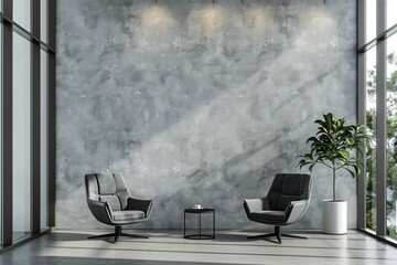 Empty Wall Mockup in Modern Office Interior created with Generative AI