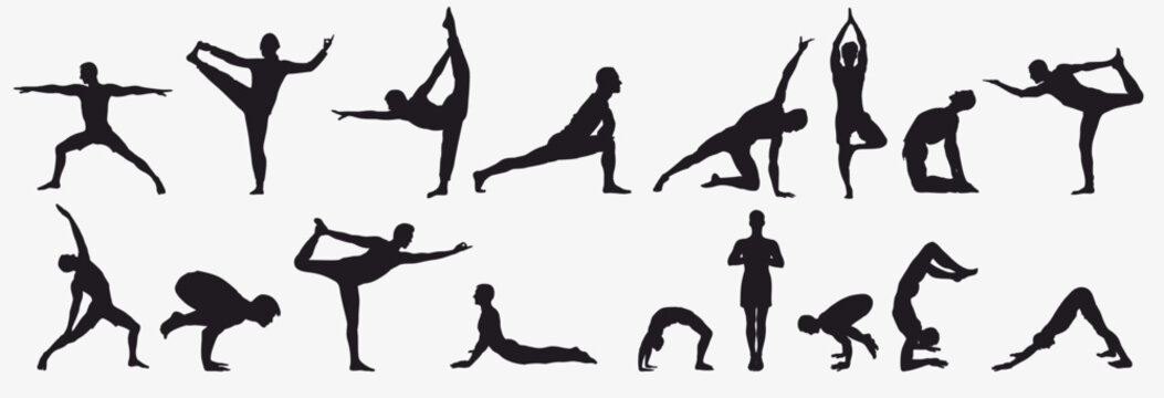 set of yoga asana collection. Yoga silhouette. 