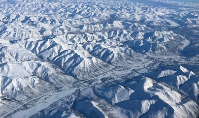 Dalton Highway, Trans-Alaska Pipeline, Brooks Range, Dietrich River Valley, Ice Road, Photo from Air