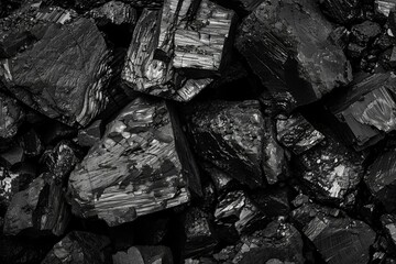 Highresolution image showcasing the intricate, shiny textures of anthracite coal pieces