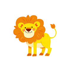 Cheerful Lion Cartoon Against, Cartoon Illustration