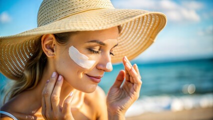 Sun Protection and Anti-Aging: An image featuring a person applying sunscreen or anti-aging skincare products, emphasizing the importance of sun protection and skincare routines for maintaining youth	