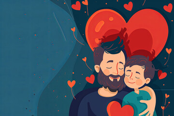 Trendy Father's Day illustration with modern flair, featuring stylish elements and vibrant colors. Perfect for contemporary designs and heartfelt messages.