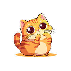 Obraz premium Cute Cat Cartoon Its Whiskers Twitching, Cartoon Illustration