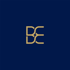 BE monogram logo with gold color. B and E logo.