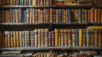 tranquility of an antique library with floor-to-ceiling bookshelves filled with colorful book spines