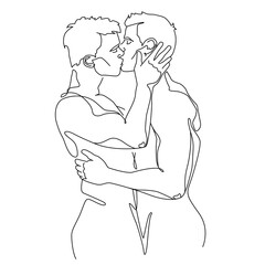 two guys kissing and hugging 