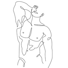 a male torso drawn in a single line.