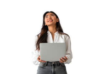 Fototapeta premium Southeast Asian Woman with Laptop Smiling