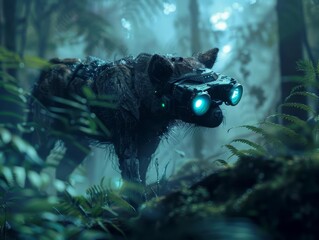 Futuristic cyber of a solitary nocturnal animal
