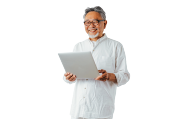 Smiling Southeast Asian Man with Laptop