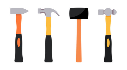 Hammer Tool Set for Construction and Carpentry Projects, Vector Flat Illustration Design