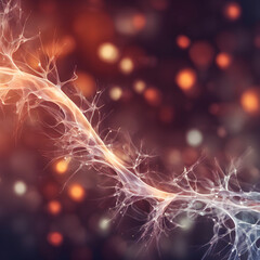 abstract colorful blurred neuron firing wave bokeh background created using generative AI tools
