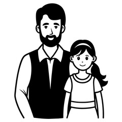 father and daughter vector silhouette illustration