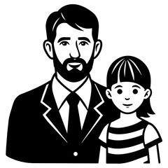 father and daughter vector silhouette illustration
