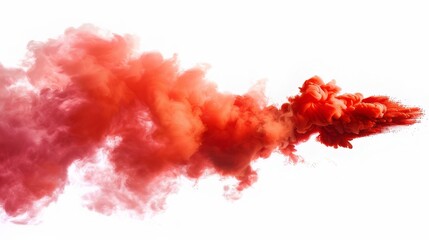 Dry Soil explosion with dirt and cloud smoke. Isolated on white background.Red  Dirty ground abstract spread with flying particles