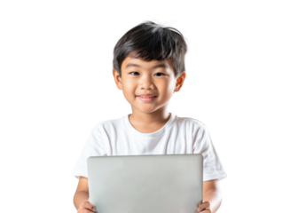 Young Asian Child with Laptop