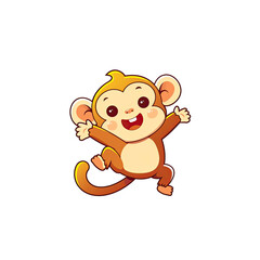 Fototapeta premium Cute Monkey Cartoon Its Playful Antics, Cartoon Illustration