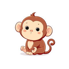Fototapeta premium Cute Monkey Cartoon Its Playful Antics, Cartoon Illustration