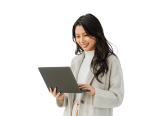 Southeast Asian Woman Smiling with Laptop