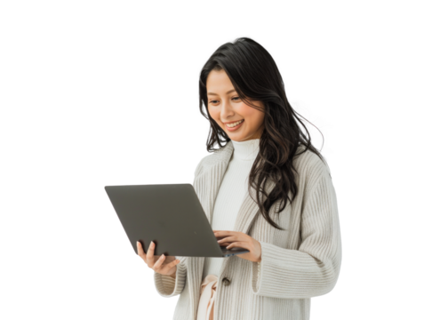 Southeast Asian Woman Smiling with Laptop