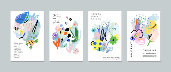 Creative Artistic Floral Cards. Vector Illustration