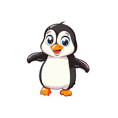 Obraz premium Cute Penguin Cartoon Its Waddling Gait, Cartoon Illustration