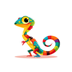 Darling Lizard Cartoon Its Colorful Scales, Cartoon Illustration