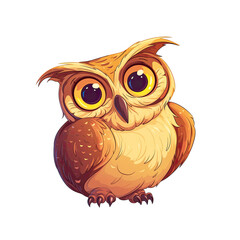 Darling Owl Cartoon It'S Wise Eyes Twinkling, Cartoon Illustration