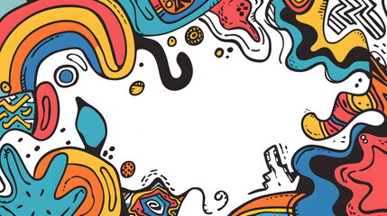 Obraz premium Lively doodle artwork on white, ideal for including text or graphics