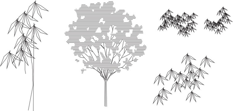 Vector sketch illustration design of plants and trees for completeness of the image