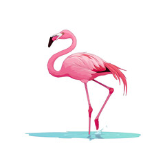 Delightful Pink Flamingo Bird Its Long, Cartoon Illustration