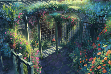 flowers in a cage