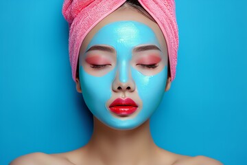 A woman with a blue face mask covering her nose and mouth, protecting herself from potential airborne particles