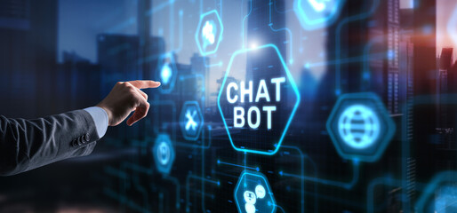 Chatbot Virtual assistant and CRM software automation technology concept