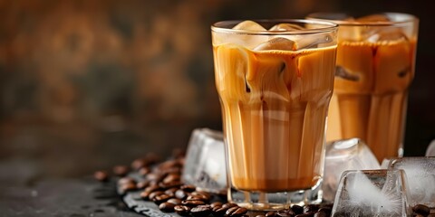 Traditional Vietnamese Iced Coffee: Sweetened Condensed Milk and Ice. Concept Vietnamese Coffee Culture, Sweetened Condensed Milk, Iced Coffee Recipe