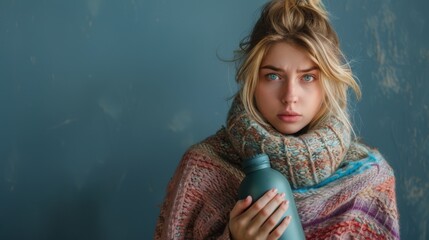 Woman Holding Hot Water Bottle
