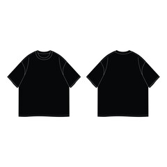 Template Design Modern Trend Black Tshirt Oversize Front and Back