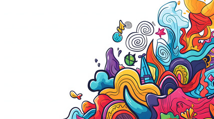 Obraz premium Creative doodle art on white, ideal for showcasing text