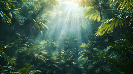 Vibrant Rainforest Canopy: A Photo Realistic Showcase of Tropical Biodiversity and Life in the Canopy